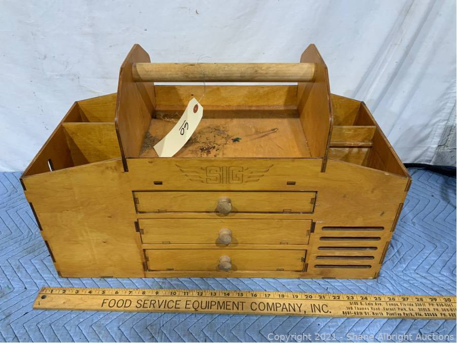 Sold at Auction: Antique Wood Tool Box