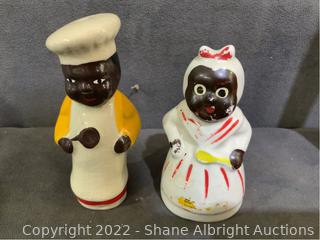 Lot - Vintage Black Americana Salt Pepper Shakers, Japan