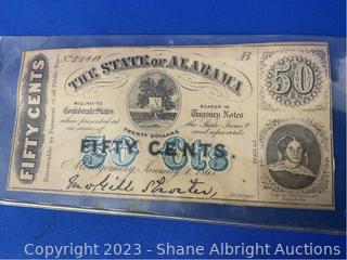 1863 Alabama 50 cent note Auction